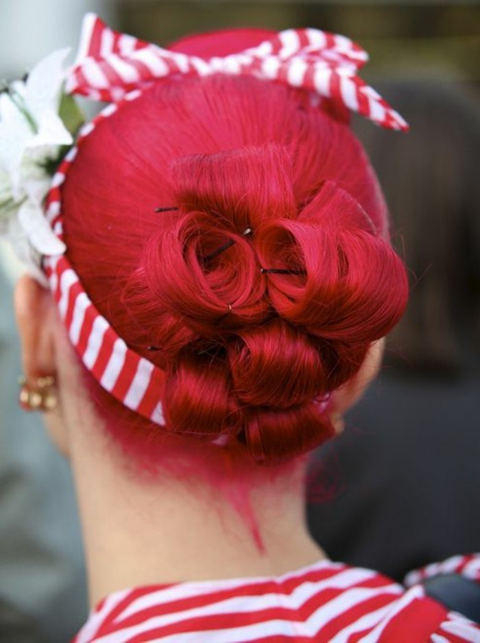 rockabilly frizura vaku vörös haj-és haarband