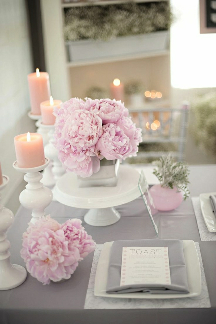 Ρομαντική διακόσμηση λουλουδιών γάμου Κερί ροζ