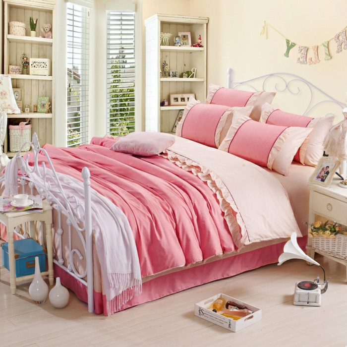 tonos de Rosa de diseño de estilo shabby chic-dormitorio romántico