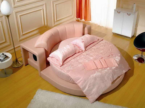 玫瑰色床 - 现代卧室