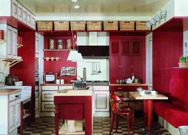 红色厨房墙壁的颜色，舒适，AMBIENTE