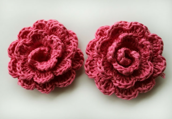 الحمراء الورود الكروشيه-جميلة-الإبداعية الكروشيه الزهور