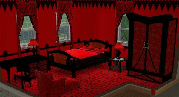 红色的哥特式的卧室
