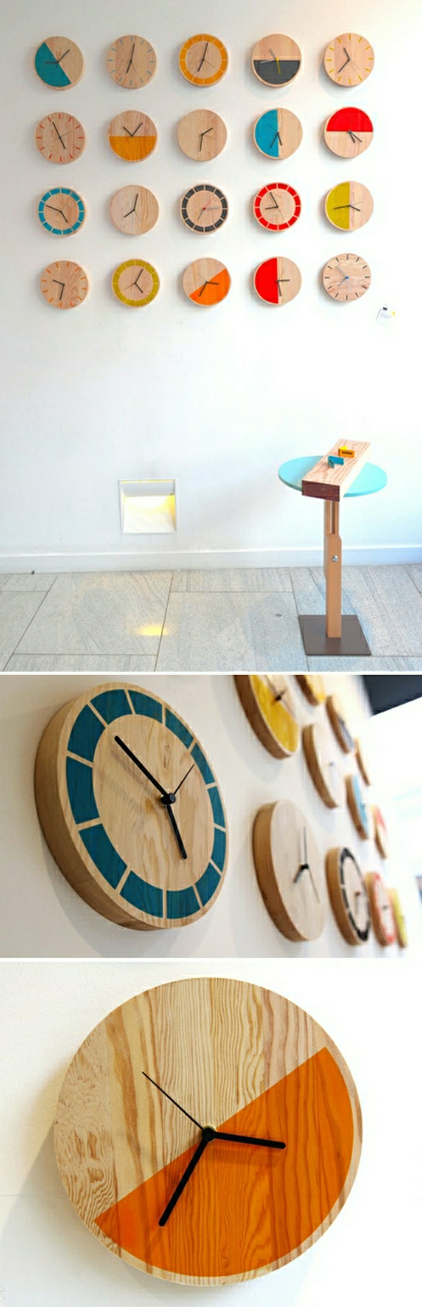 ronde en bois Horloge à effet de conception complète