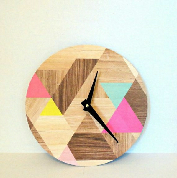 mur rond design avec cool horloge de bois-Creative-murale Horloge murale