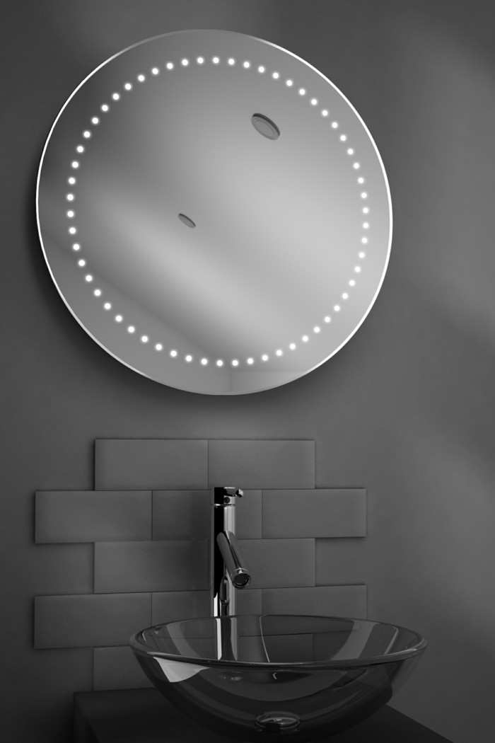 кръгла баня огледало с осветление-елегантен дизайн оригинална идея