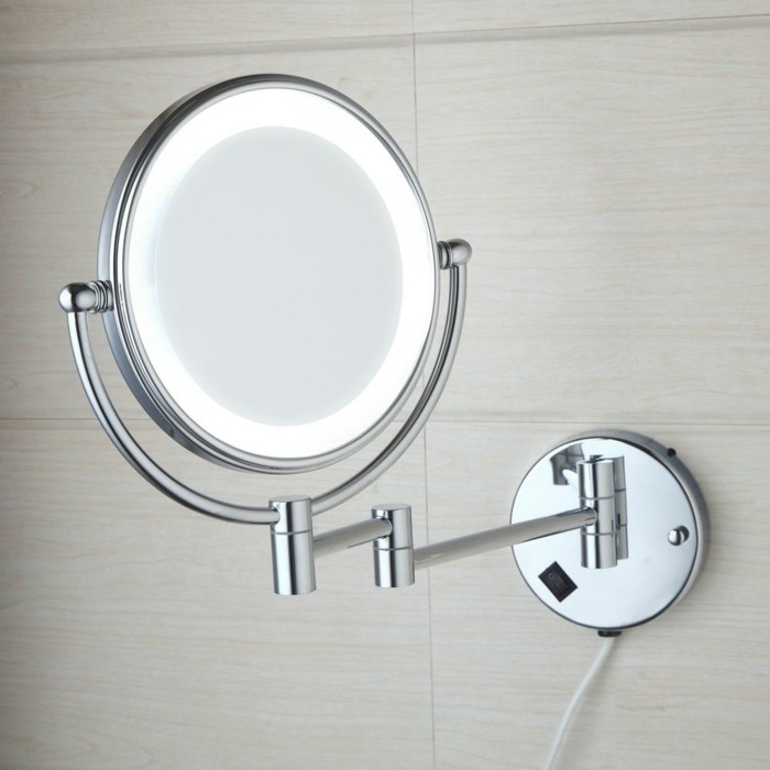 кръгло огледало с водената-осветление-за-баня грим огледало с осветление