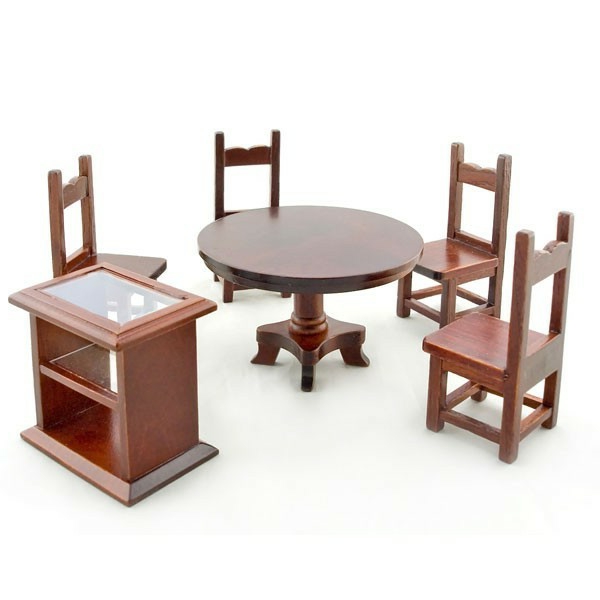 στρογγυλής τραπέζης-και-καρέκλες-υπέροχη-κουκλόσπιτο έπιπλα