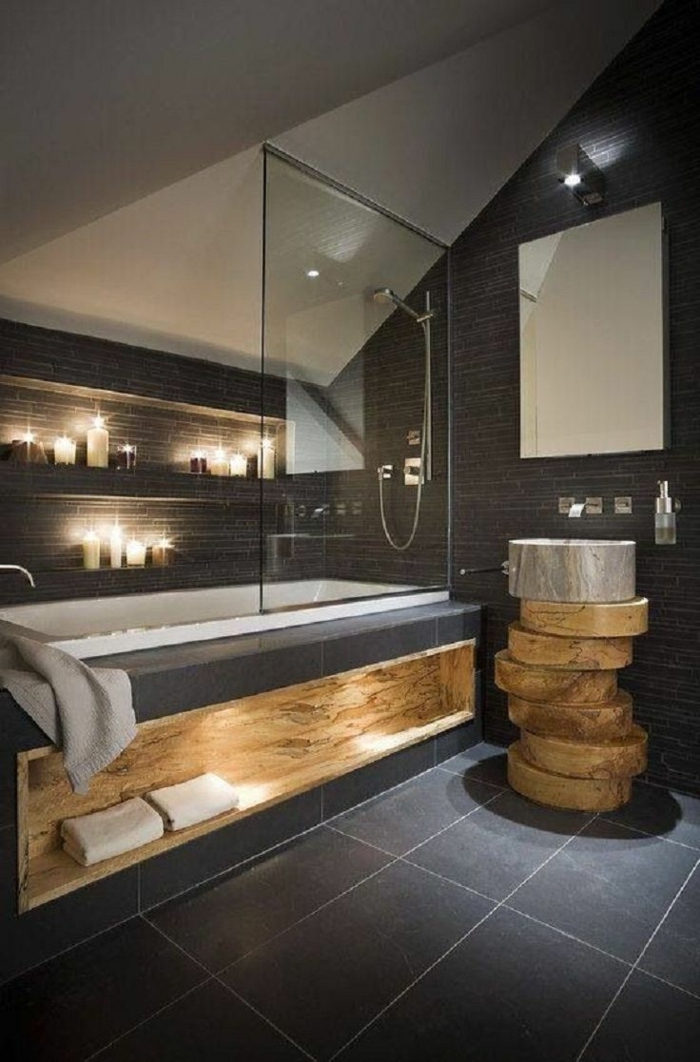 ريفي حمام تصميم الحمام والزجاج بالوعة الأصلي الشموع تصميم