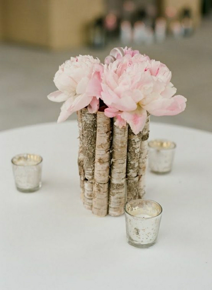 Ρουστίκ διακόσμηση λουλουδιών γάμου Ξύλο Κεριά βάζο