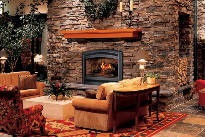 salon-rustique et confortable chaise style rustique Fireside