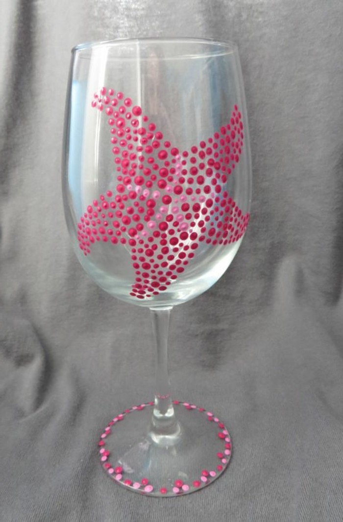 Kauniisti koristeltu lasi meritähti-made-from-single-rosa-pistettä