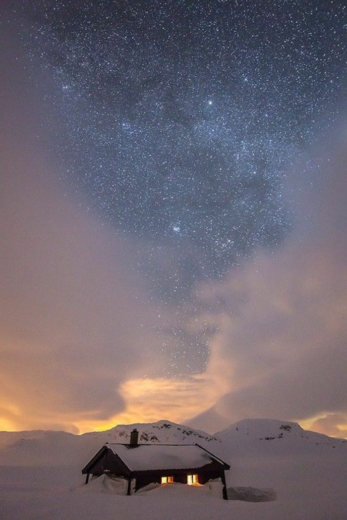 美丽的冬天图片山寨雪天空的繁星，星尘