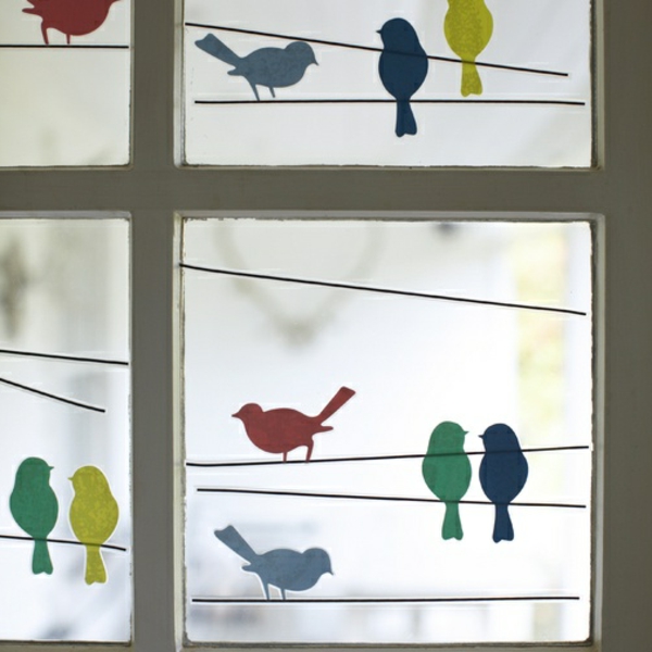 szép-Fensterdeko Kézzel madárszerű festmények