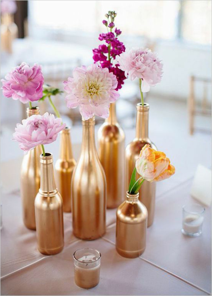 Ideas de decoración de la tabla Hermosa-Tischdeko-Hochzeitsdeko-yourself-make-flores-Tischdeko