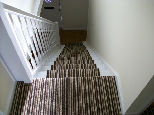 在楼梯上，布朗漂亮的地毯