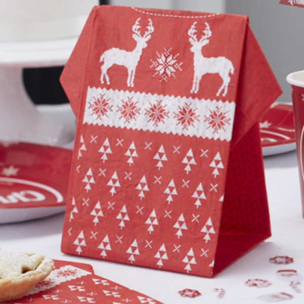美丽的袋式餐巾纸折叠圣诞装饰
