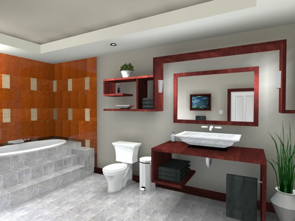 beau-vivant-salle de bain-intéressant-design - baignoire - carrelage de salle de bains