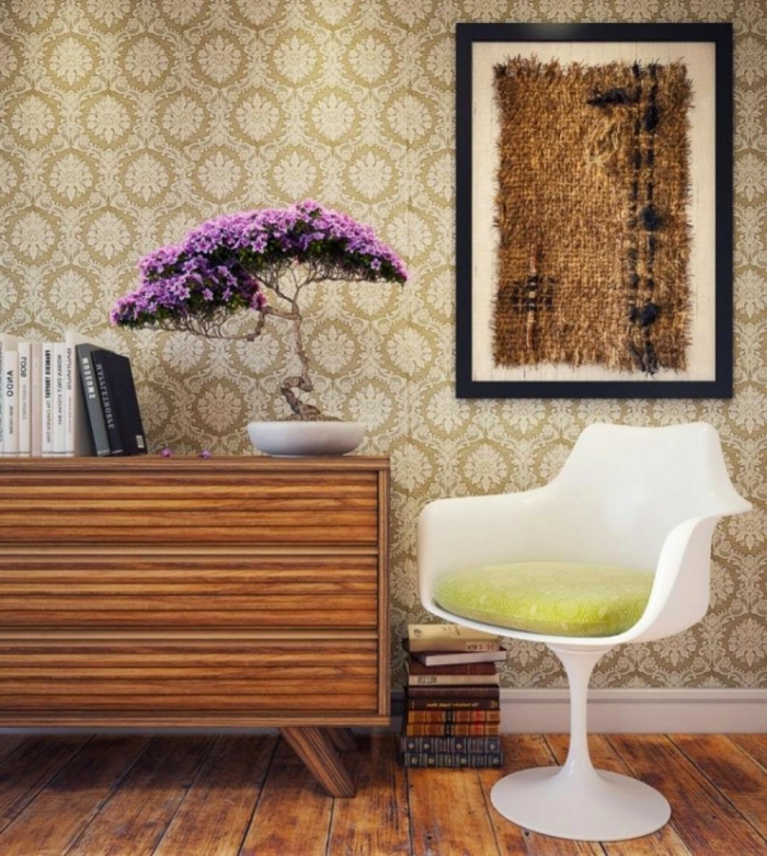 beau mobilier mur intérieur intéressant vintage et moderne papier peint rétro décoration