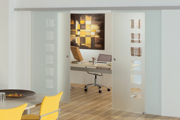 रपट दरवाजे ग्लास-लकड़ी के फर्श डिजाइन-आधुनिक इंटीरियर डिजाइन