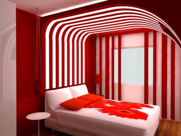 dormitorio-decorar-diseño de color rojo-extravagante
