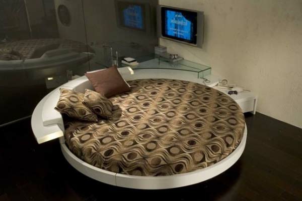 卧室集圆床 - 现代玻璃墙