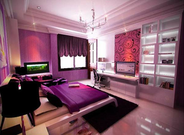 卧室设计理念紫色有趣的枝形吊灯
