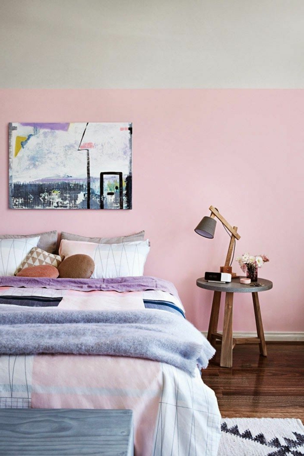 υπνοδωμάτιο-έμπνευση-ιδέες-για-τοίχο-σε-ροζ χρώμα