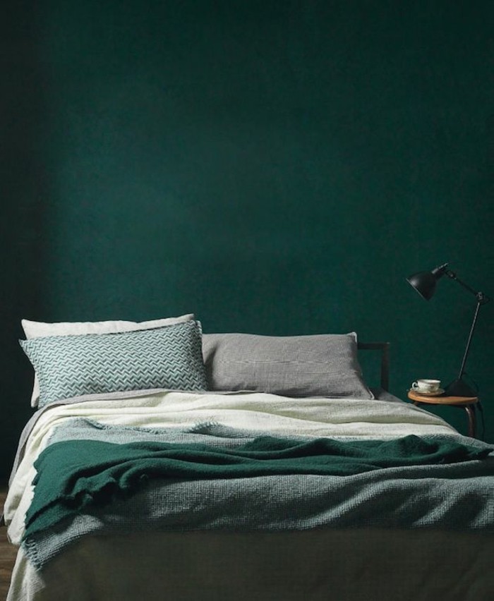 बेडरूम-रेखांकन-विचारों बेडरूम दीवार बनाने के हरे रंग