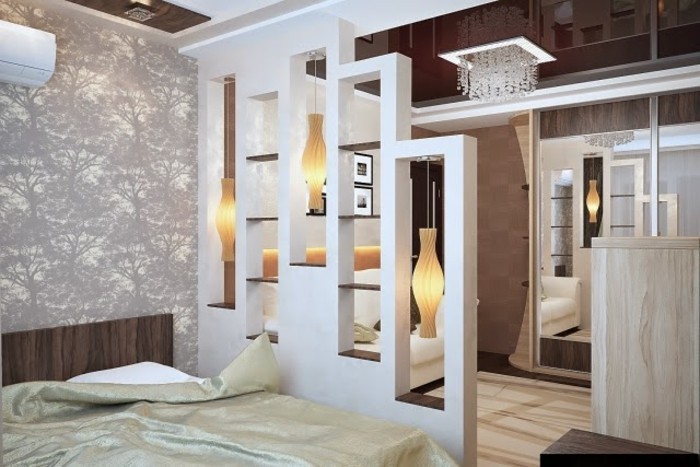 卧室-单独-货架作为一种分隔壁优雅分离losung小公寓吊灯在晶木家具-wandtattoos