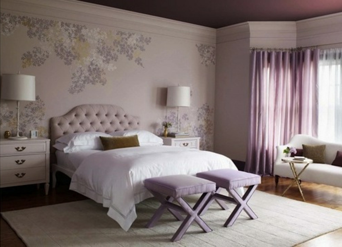 dormitorio-salón-color del diseño de lavanda
