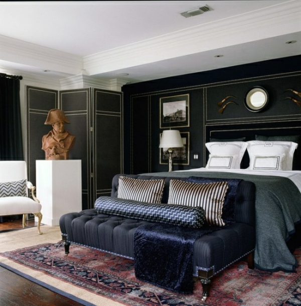 卧室设计理念现代黑色沙发