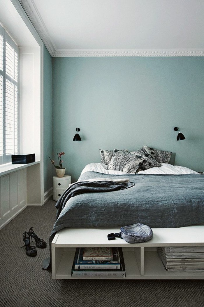 बेडरूम की दीवार डिजाइन बेडरूम-रेखांकन-विचारों-टकसाल रंग