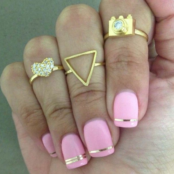 simples uñas de color rosa color