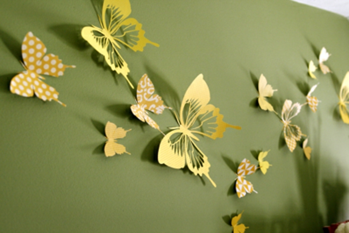 तितलियों डेको-पीले कागज मॉडल