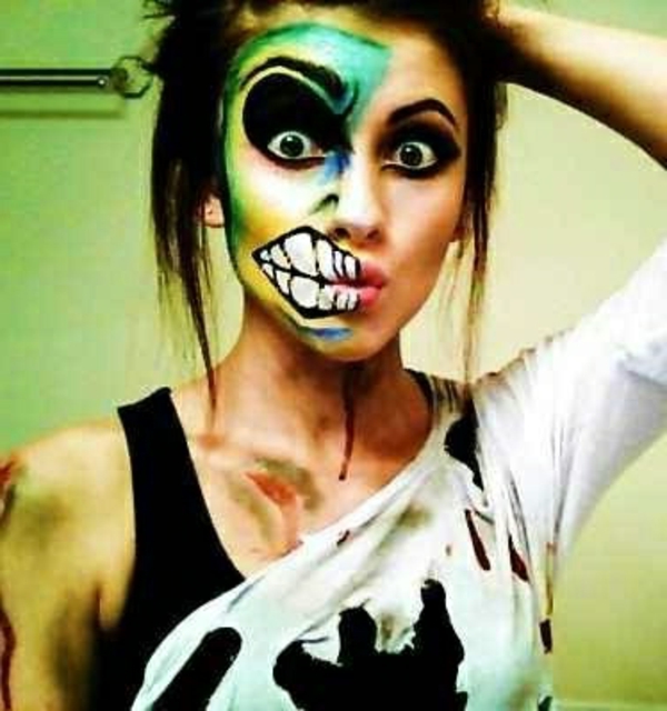 make-up-to-halloween-tyttö-zombie-mielenkiintoinen idea