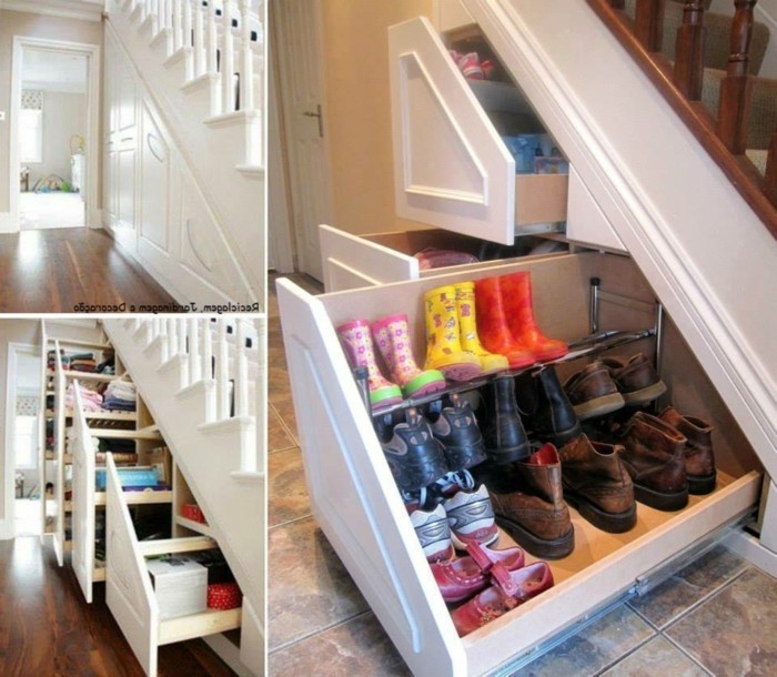 zapato gabinete-propio-acumulación de zapatos armario-under-the-escaleras