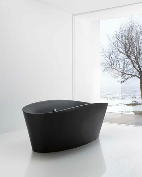Mur noir couleur salle de bains-lavabo noir
