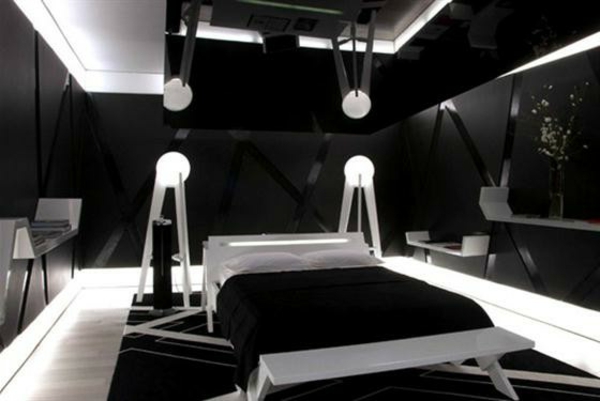 musta seinä maali-by-makuuhuoneen tyylikäs ja elegantti