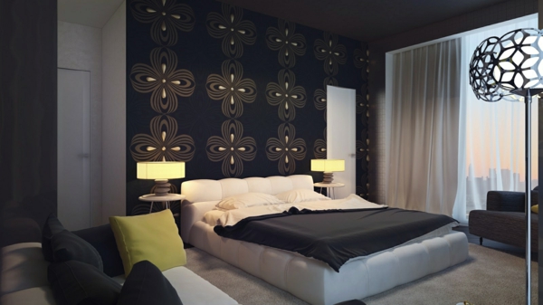 musta-seinän väri-for-makuuhuoneen-kaunis-look