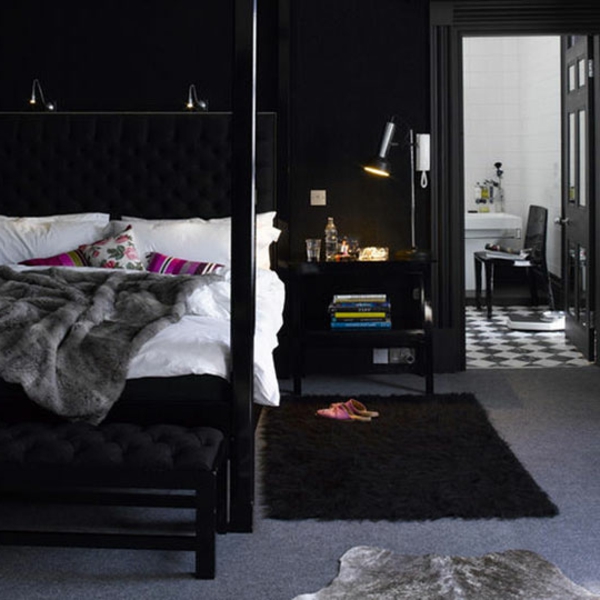 黑墙颜色为卧室，漂亮，照片