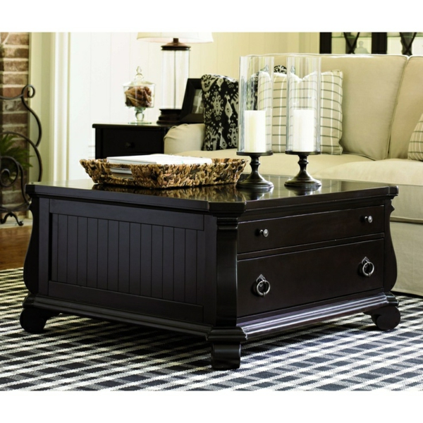 Mur noir couleur salon-meubles table
