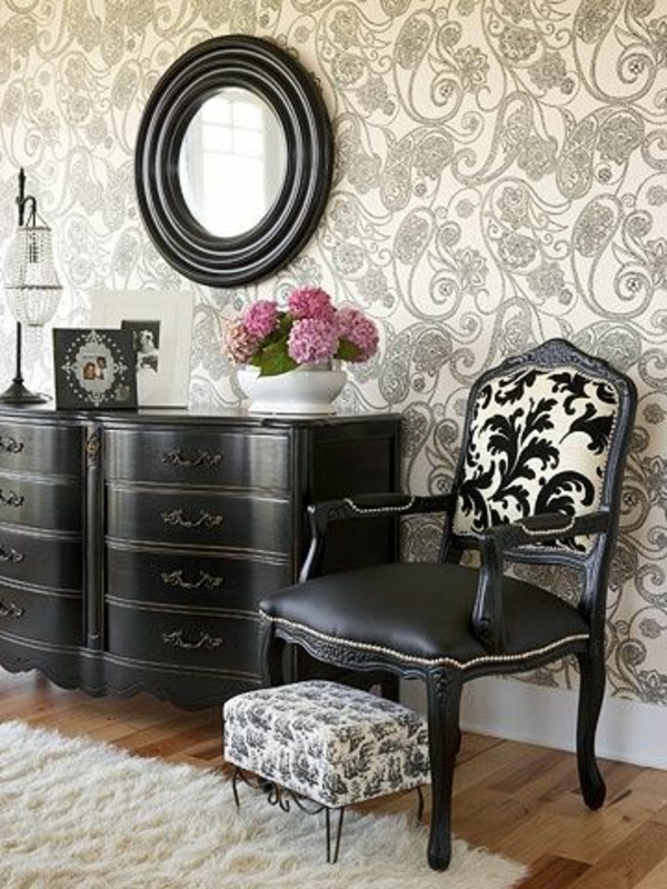 Mur noir couleur salon-meubles