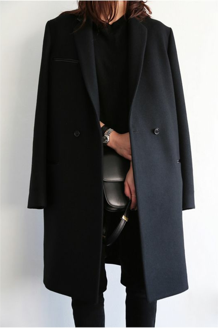 μαύρη στολή Κυρίες κομψό σχεδιασμό παλτό μαύρο