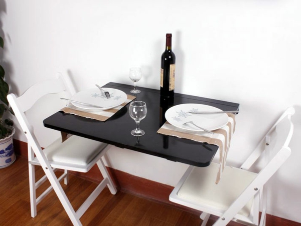 黑色折叠表木折叠桌，折叠桌子，节省空间的解决方案