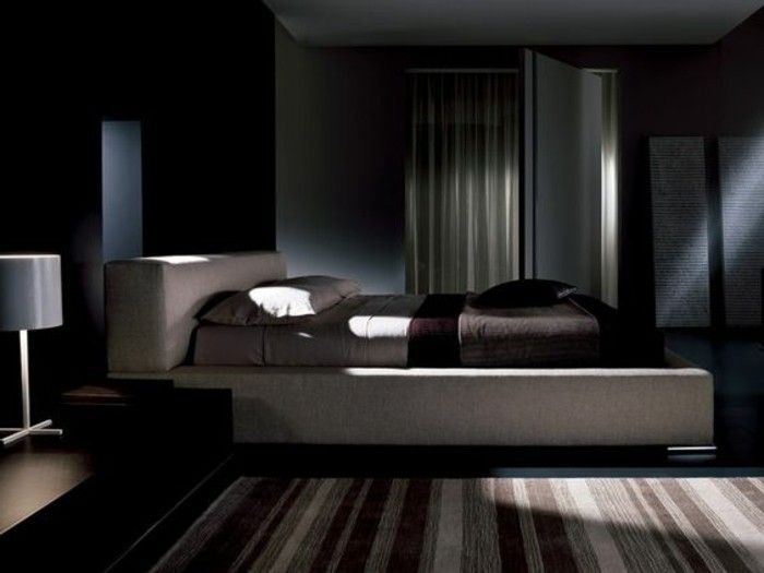 negro-diseño-de-tapizados cama con camas box-chic-interior-en-habitaciones