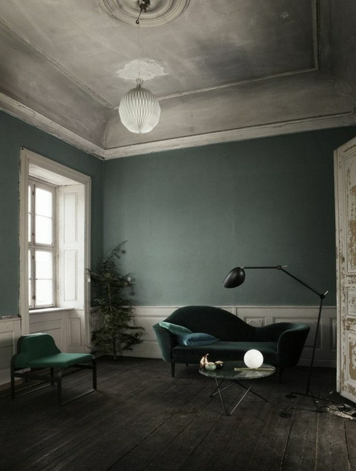极漂亮的墙色汽油绿色高雅的沙发圆窝表