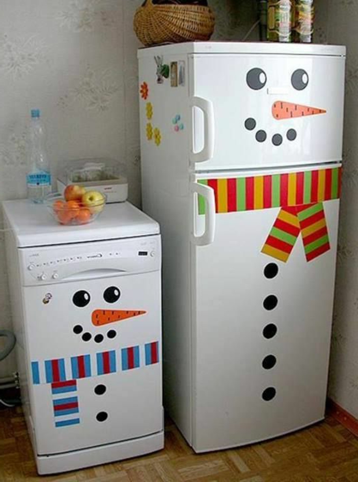 खुद-टिंकर सर्दियों सजावट फ्रिज डिशवॉशर-snowmen-मूल रचनात्मक विचार