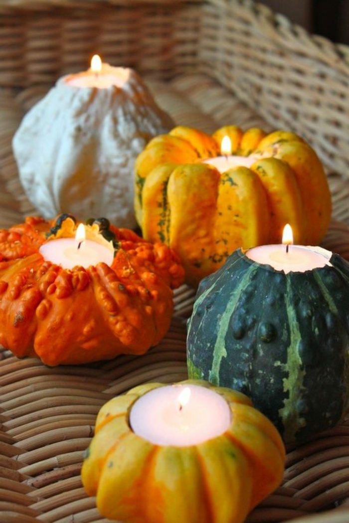 itse-Tinker-talvella Sisustus koriste kynttilöitä pumpkins Eri värejä