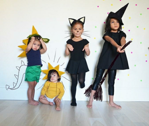 trajes hechos en casa para niños oídos sombrero de bruja gato trajes de los dragones